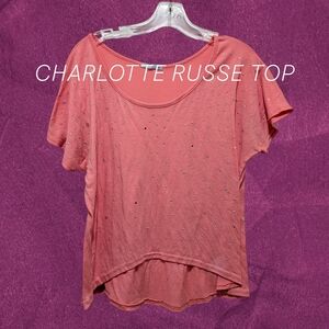 Charlotte Russe Pink Short Sleeve Top with Studded Details
